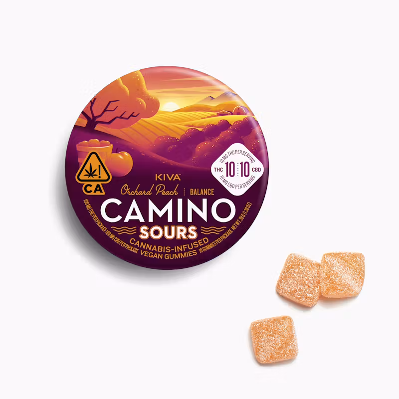 Kiva Confections Camino Sours 10:10 CBD Orchard Peach "Balance" Gummies