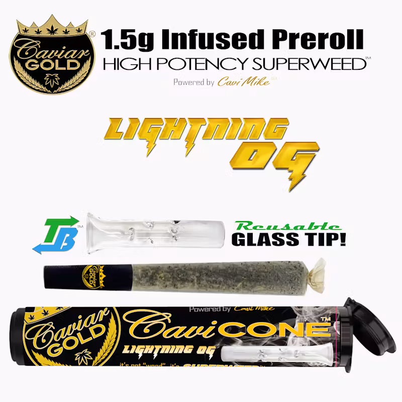 Caviar Gold l Cavi Cone l Lightning OG l 1.5g Infused Pre-Roll
