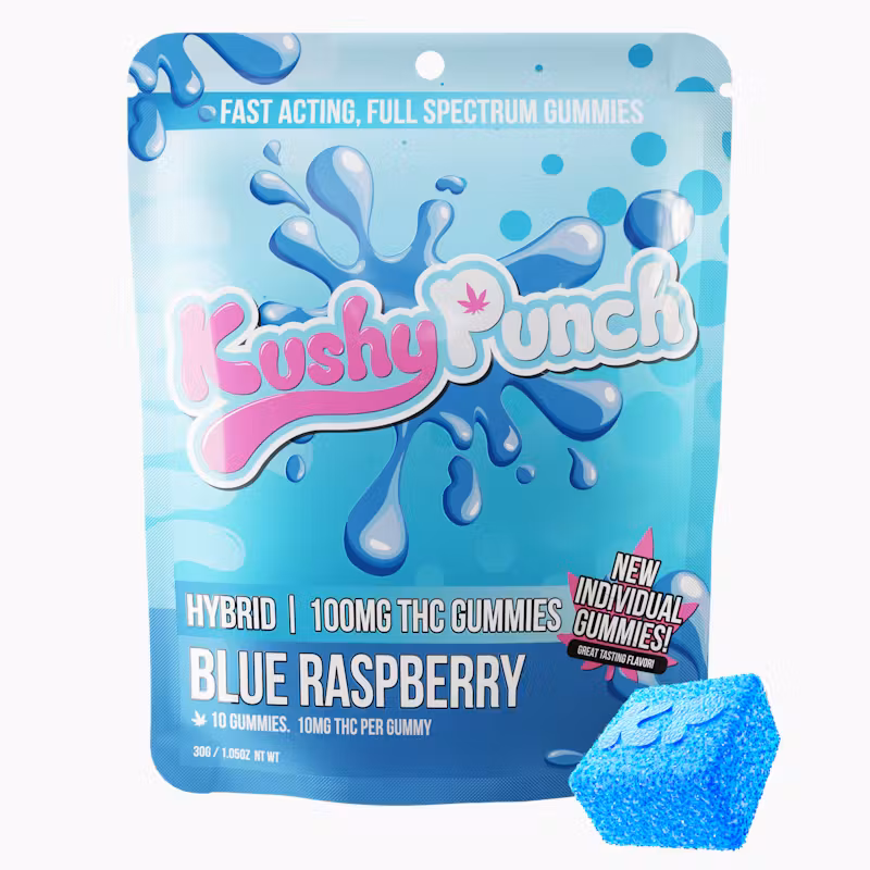 Kushy Punch - Hybrid Blue Raspberry INDIVIDUAL GUMMIES 100MG