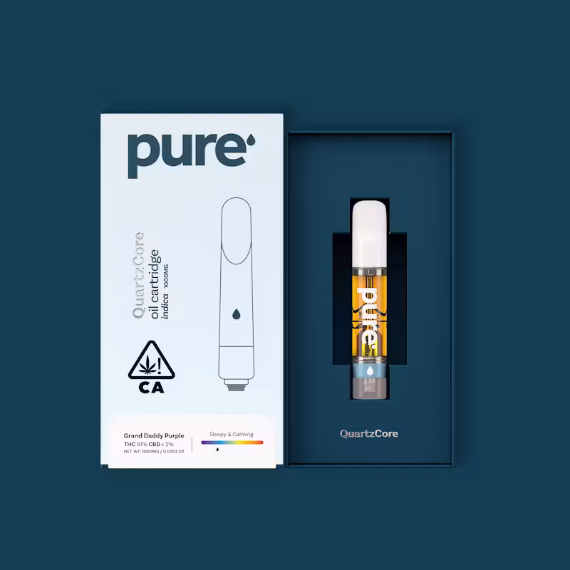 Pure Vape Pure QuartzCore l Grand Daddy Purple l Indica l 1G Cartridge